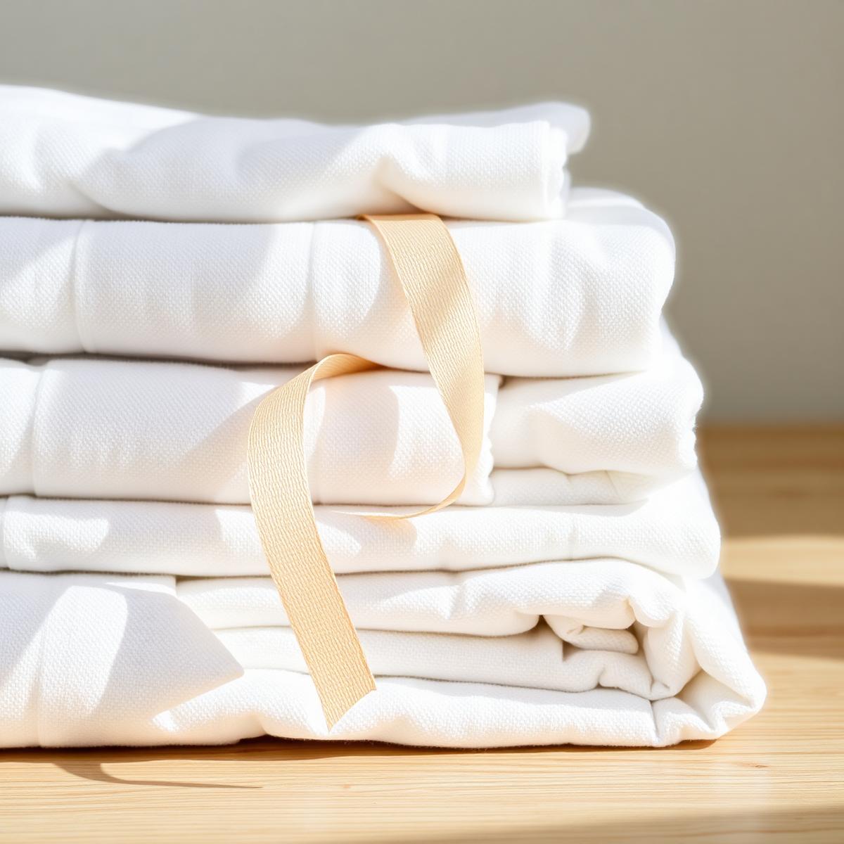 Stack of freshly laundered white hotel towels